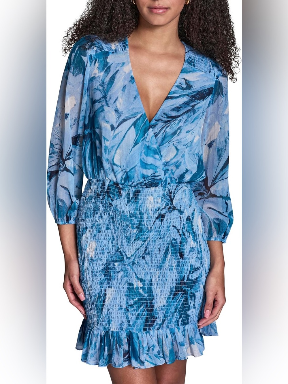 BCBG Coastal‎ Muse Multi Smocked Chiffon Mini Dress Sz. 14 NWT